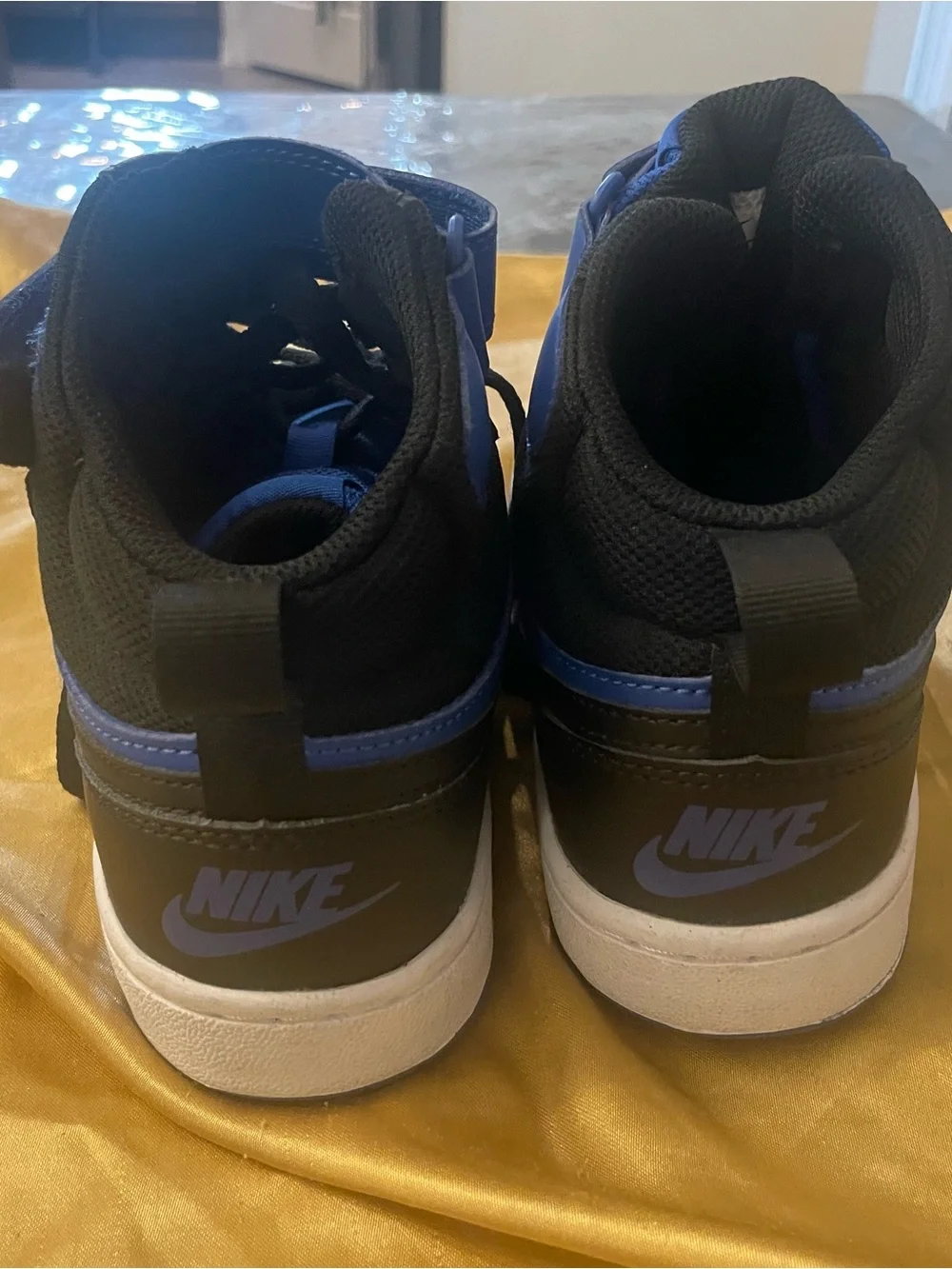 Nike Black and Royal Blue High-Top Sneakers